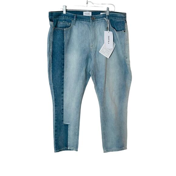 NWT Frame Le Garcon Distressed Straight Leg Mid Rise Plus Size 34 Jeans - Picture 2 of 8